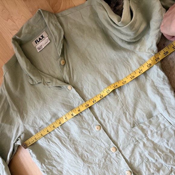 FLAX 100%‎ Linen Mint Green Button Up Women's Top Size Small - Picture 5 of 6